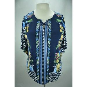 JM Collections women multicolor short sleeve embellished top sz. XL  +-+